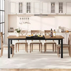 Table de cuisine de 199,9 cm de long pour 6 à 8 personnes, grandes tables à manger rectangulaires, tables de restaurant industrielles avec cadre métallique robuste (table uniquement)
