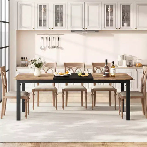 Table de cuisine de 199,9 cm de long pour 6 à 8 personnes, grandes tables à manger rectangulaires, tables de restaurant industrielles avec cadre métallique robuste (table uniquement)
