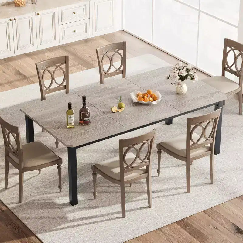 Table de cuisine de 199,9 cm de long pour 6 à 8 personnes, grandes tables à manger rectangulaires, tables de restaurant industrielles avec cadre métallique robuste (table uniquement)