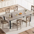 Table de cuisine de 199,9 cm de long pour 6 à 8 personnes, grandes tables à manger rectangulaires, tables de restaurant industrielles avec cadre métallique robuste (table uniquement)
