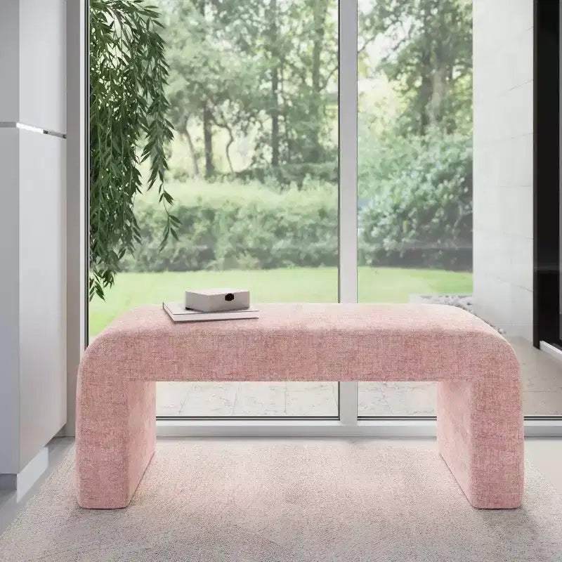 Jofran, banc de style jacquard moderne et luxueux, rembourré et incurvé, petite taille