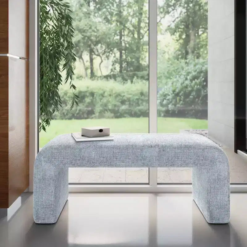 Jofran, banc de style jacquard moderne et luxueux, rembourré et incurvé, petite taille