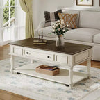 Table basse Sana rétro en bois d'hévéa Christopher Knight Home avec un tiroir, une étagère et des roues verrouillables