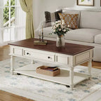 Table basse Sana rétro en bois d'hévéa Christopher Knight Home avec un tiroir, une étagère et des roues verrouillables