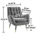 Fauteuil d'appoint confortable en tissu Art Leon avec accoudoirs et dossier capitonné