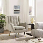 Fauteuil d'appoint confortable en tissu Art Leon avec accoudoirs et dossier capitonné