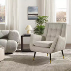 Fauteuil d'appoint confortable en tissu Art Leon avec accoudoirs et dossier capitonné