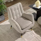 Fauteuil d'appoint confortable en tissu Art Leon avec accoudoirs et dossier capitonné