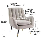 Fauteuil d'appoint confortable en tissu Art Leon avec accoudoirs et dossier capitonné