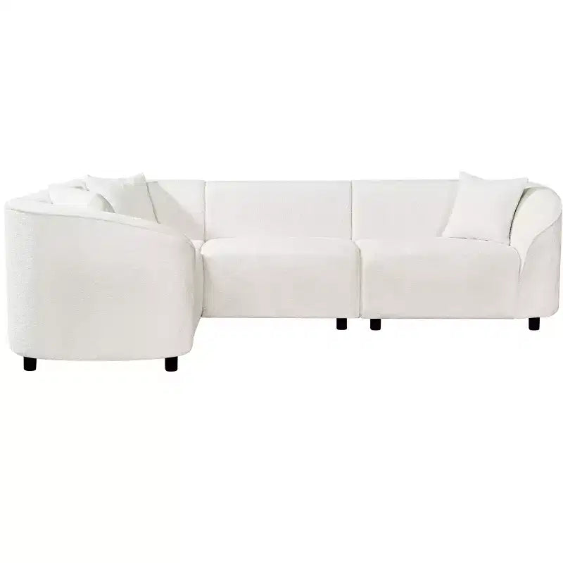 Canapé d'angle incurvé en U de 264 cm, avec revêtement bouclé de qualité supérieure et design sculptural de luxe à quatre places pour un salon spacieux.