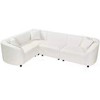 Canapé d'angle incurvé en U de 264 cm, avec revêtement bouclé de qualité supérieure et design sculptural de luxe à quatre places pour un salon spacieux.