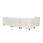 Canapé d'angle incurvé en U de 264 cm, avec revêtement bouclé de qualité supérieure et design sculptural de luxe à quatre places pour un salon spacieux.