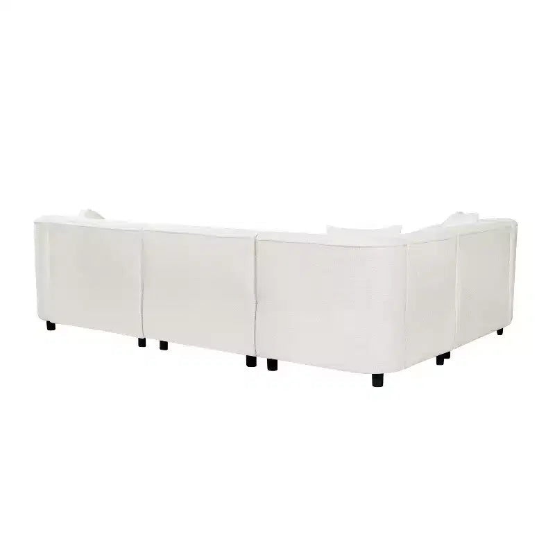 Canapé d'angle incurvé en U de 264 cm, avec revêtement bouclé de qualité supérieure et design sculptural de luxe à quatre places pour un salon spacieux.