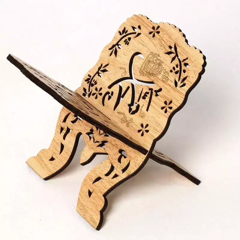 Support de livre, Support de Coran en bois 7,72 x 4,96 x 0,75 - Support de Bible pliable vintage décoratif pour la prière, la lecture, l'Aïd, la chapelle