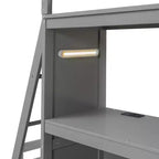 Lits superposés jumeaux séparables avec bureau et tiroirs, cadre de lit superposé en bois en forme de L avec ports USB et lumière LED pour enfants et adolescents
