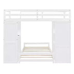 Lits superposés jumeaux séparables avec bureau et tiroirs, cadre de lit superposé en bois en forme de L avec ports USB et lumière LED pour enfants et adolescents