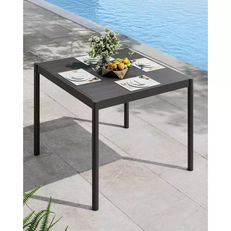 Table de salle à manger extérieure en aluminium pour 4 à 8 personnes, grande table de patio rectangulaire avec revêtement électrophorétique pour jardin, terrasse, pelouse