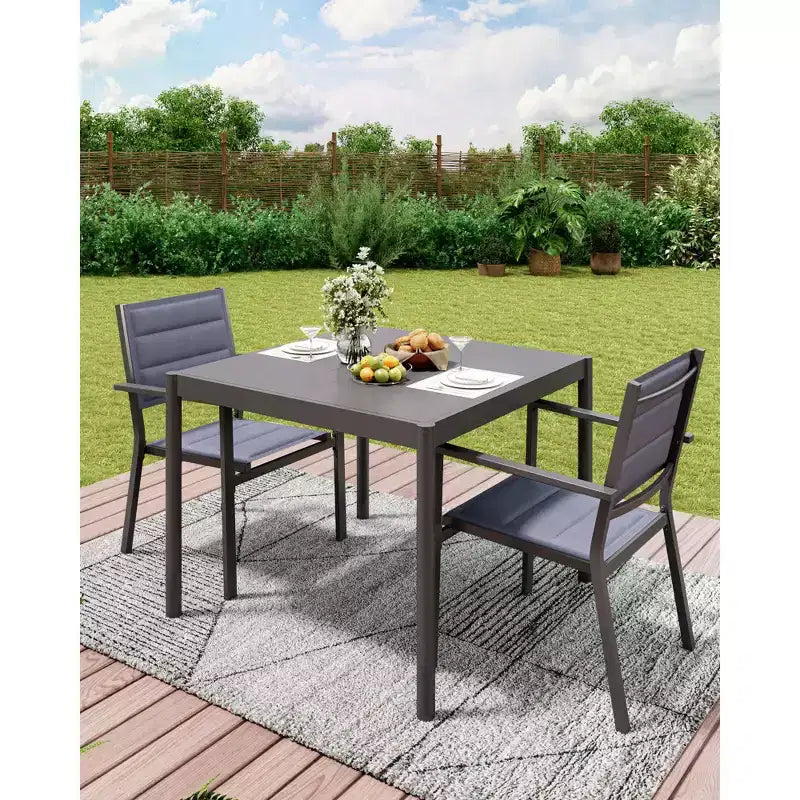 Table de salle à manger extérieure en aluminium pour 4 à 8 personnes, grande table de patio rectangulaire avec revêtement électrophorétique pour jardin, terrasse, pelouse