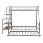 Lit superposé jumeau sur grand lit avec lit gigogne et escaliers, lit superposé robuste avec escalier de rangement pour chambre à coucher, dortoir