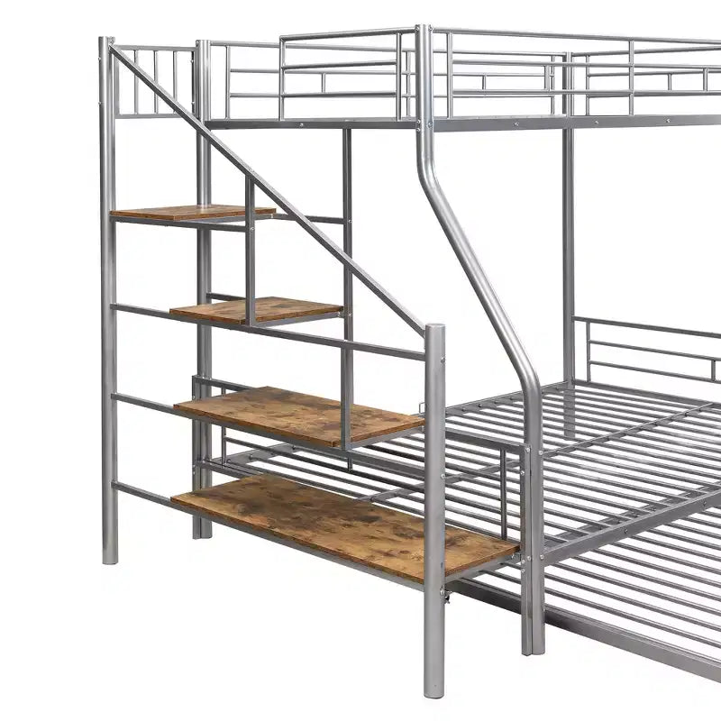 Lit superposé jumeau sur grand lit avec lit gigogne et escaliers, lit superposé robuste avec escalier de rangement pour chambre à coucher, dortoir