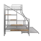 Lit superposé jumeau sur grand lit avec lit gigogne et escaliers, lit superposé robuste avec escalier de rangement pour chambre à coucher, dortoir