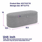 Banc de rangement ottoman rembourré moderne GustoWave, repose-pieds rembourré avec charnière de sécurité, tissu lin, 47 cm P x 115,5 cm L, gris