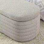 Banc de rangement ottoman rembourré moderne GustoWave, repose-pieds rembourré avec charnière de sécurité, tissu lin, 47 cm P x 115,5 cm L, gris