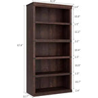 67.4 Étagère bibliothèque 5 niveaux Farmhouse - Grande étagère de rangement en bois pour salon et bureau à domicile