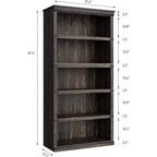 67.4 Étagère bibliothèque 5 niveaux Farmhouse - Grande étagère de rangement en bois pour salon et bureau à domicile