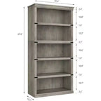 67.4 Étagère bibliothèque 5 niveaux Farmhouse - Grande étagère de rangement en bois pour salon et bureau à domicile