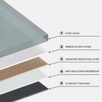 Miroir mural de salle de bain tactile sans cadre Whisen avec fonction anti-buée