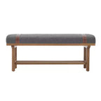 Banc rembourré en polaire Bekrvio 44 pouces – Cadre en bois massif, banc moderne du milieu du siècle avec sangles en PU pour salon, chambre à coucher