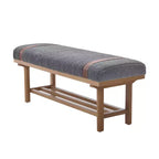 Banc rembourré en polaire Bekrvio 44 pouces – Cadre en bois massif, banc moderne du milieu du siècle avec sangles en PU pour salon, chambre à coucher