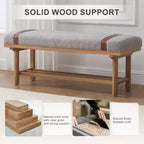 Banc rembourré en polaire Bekrvio 44 pouces – Cadre en bois massif, banc moderne du milieu du siècle avec sangles en PU pour salon, chambre à coucher