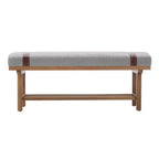 Banc rembourré en polaire Bekrvio 44 pouces – Cadre en bois massif, banc moderne du milieu du siècle avec sangles en PU pour salon, chambre à coucher