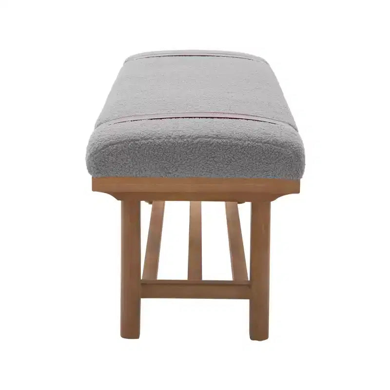 Banc rembourré en polaire Bekrvio 44 pouces – Cadre en bois massif, banc moderne du milieu du siècle avec sangles en PU pour salon, chambre à coucher