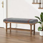 Banc rembourré en polaire Bekrvio 44 pouces – Cadre en bois massif, banc moderne du milieu du siècle avec sangles en PU pour salon, chambre à coucher