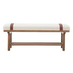 Banc rembourré en polaire Bekrvio 44 pouces – Cadre en bois massif, banc moderne du milieu du siècle avec sangles en PU pour salon, chambre à coucher