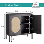 Meuble buffet en rotin avec étagère réglable, buffet de style bohème-fermier pour salle à manger, entrée et salon
