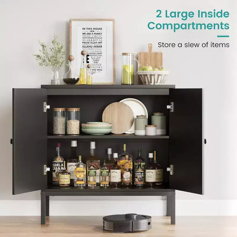 Meuble buffet en rotin avec étagère réglable, buffet de style bohème-fermier pour salle à manger, entrée et salon
