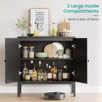 Meuble buffet en rotin avec étagère réglable, buffet de style bohème-fermier pour salle à manger, entrée et salon