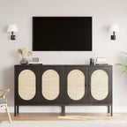 Meuble buffet en rotin avec étagère réglable, buffet de style bohème-fermier pour salle à manger, entrée et salon