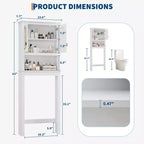 Meuble de rangement 63 au-dessus des toilettes, organisateur de salle de bain de style ferme au-dessus des toilettes avec portes en rotin, meuble de rangement autoportant en bois au-dessus des toilettes, blanc