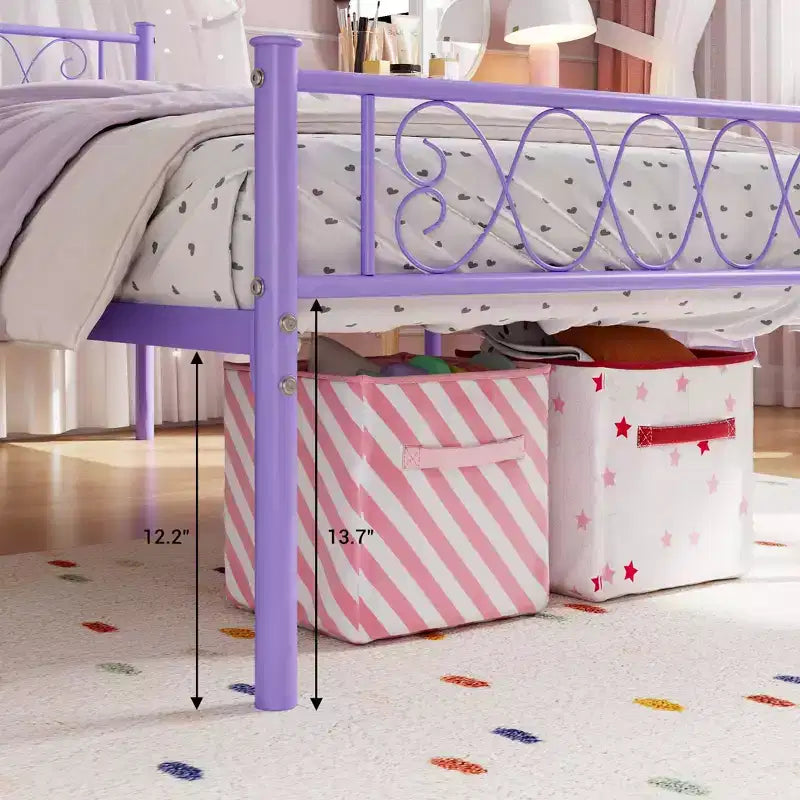 Cadre de lit double en métal TROPOW avec tête et pied de lit, plateforme robuste de 12,2 po pour enfants/adolescents, pas besoin de sommier (1 paquet)