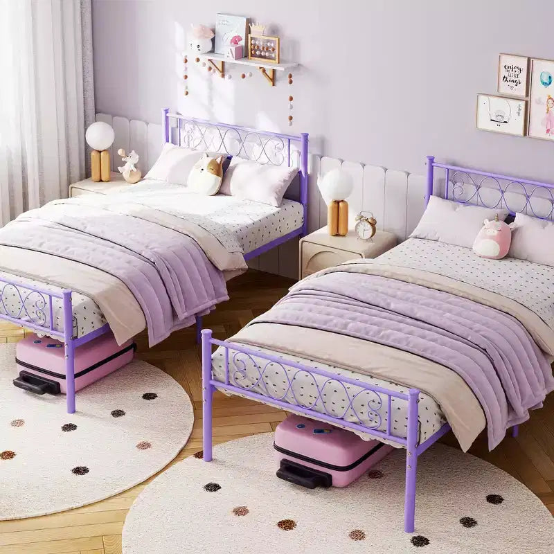 Cadre de lit double en métal TROPOW avec tête et pied de lit, plateforme robuste de 12,2 po pour enfants/adolescents, pas besoin de sommier (1 paquet)