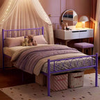 Cadre de lit double en métal TROPOW avec tête et pied de lit, plateforme robuste de 12,2 po pour enfants/adolescents, pas besoin de sommier (1 paquet)