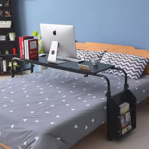Table de lit roulante Acekool avec roulettes, hauteur et longueur réglables, chariot d'ordinateur portable mobile robuste et table à manger pour chambre, hôpital, maison, salon