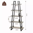 Étagère en métal 72", 5 niveaux, étagère échelle ouverte avec étagères réglables, bibliothèque industrielle pour le rangement à domicile, salon, chambre, bureau