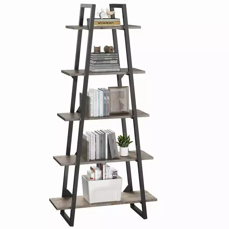 Étagère en métal 72", 5 niveaux, étagère échelle ouverte avec étagères réglables, bibliothèque industrielle pour le rangement à domicile, salon, chambre, bureau