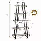 Étagère en métal 72", 5 niveaux, étagère échelle ouverte avec étagères réglables, bibliothèque industrielle pour le rangement à domicile, salon, chambre, bureau
